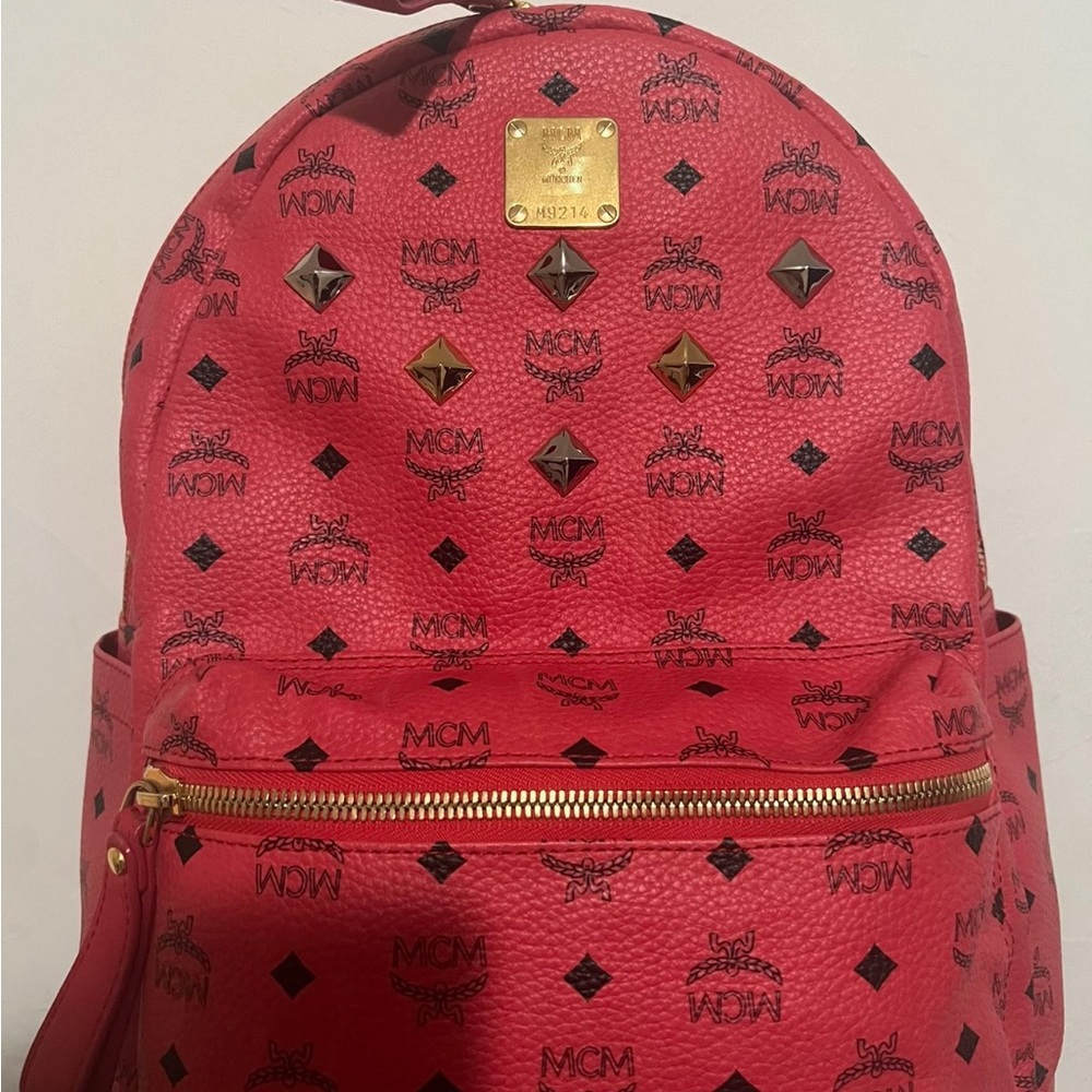 Large Red Mcm Backpack - image 1
